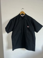 Vntg Ben Davis Shirt Black 1/4 Zip Pullover Utility Work USA Mechanic Pocket Med