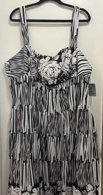 Sizi Chin For Maggy Boutique Floral Abstract Print Sleeveless A Line Dress 22W
