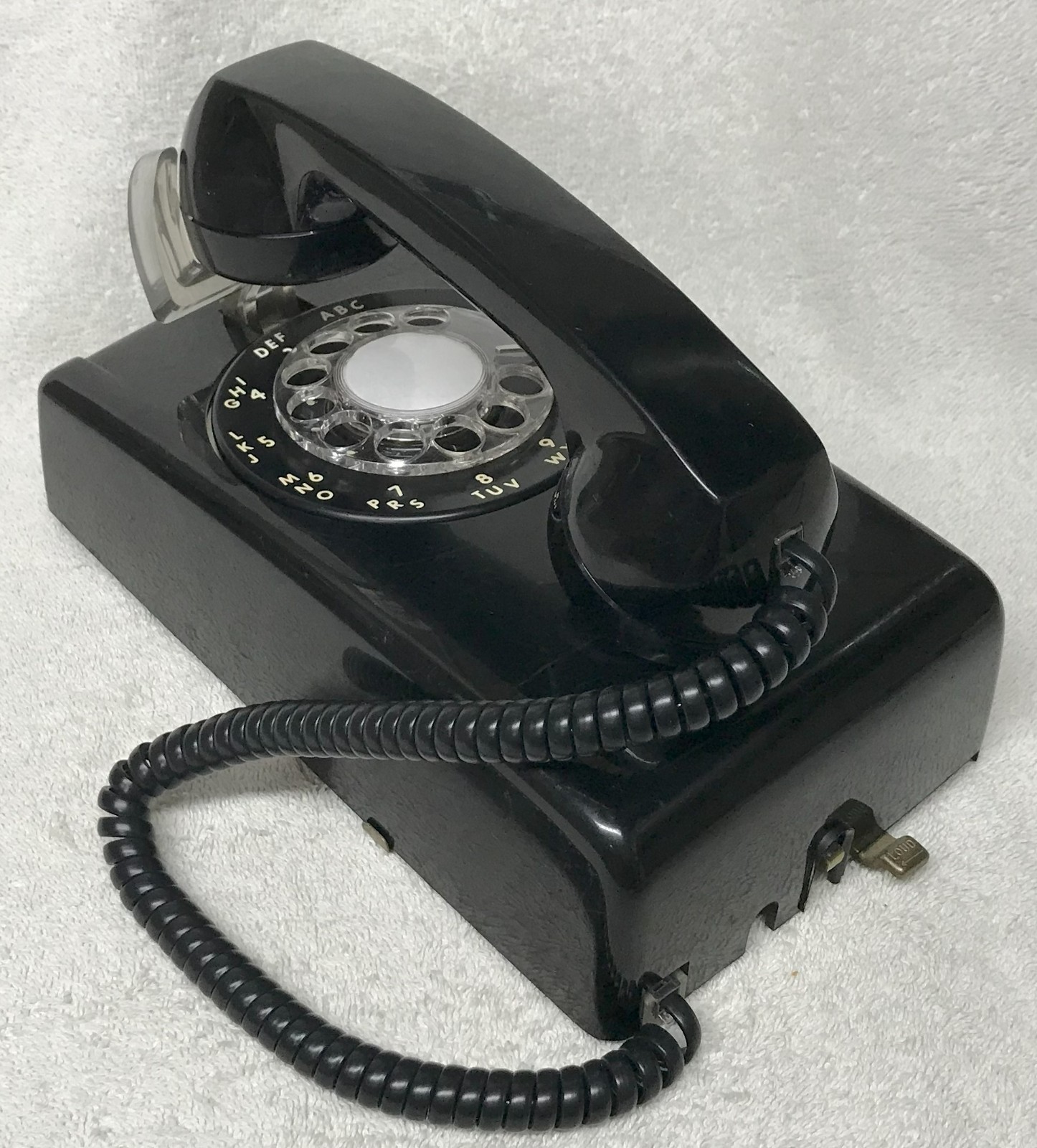 Vintage ITT Model 554 Series BLACK Rotary Dial Wall Mount Telephone
