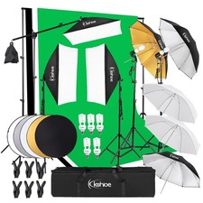 Video Photo Studio Photography Kit 3 X Backdrops 5 X Umbrella Stand Set 33 pcs