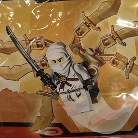 LEGO NINJAGO~26 PC WHITE NINJA ZANE~GOLDEN GLIDER~SPINJITZU~POLYBAG 30080~NIP