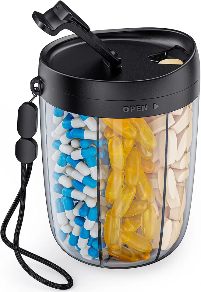 AUVON Tablettenbo Tage 6 Fächer Pillendose Morgens Mittags Abends Großfächer