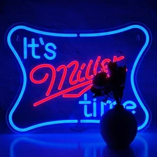 It's Miller Time Miller Lite Beer Neon Sign Bar Neon Signs for Wall Decor Dimmab