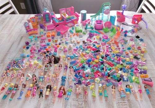 Vintage 2000's Polly Pocket Lot 50+ Dolls 100's Rubber Clothes Accessories Parts - Picture 2 of 24