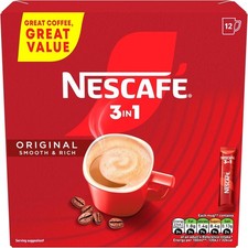 Nescafé 3 in 1 Original Instant Coffee Sachets, 12 x 16g, Convenient Coffee Mix 