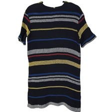 Tommy Hilfiger Dress Women's 6 Navy Primary Stripe Textured Preppy Coastal READ