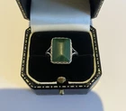 Vintage-style Malachite Stone Silver Ring Size 0