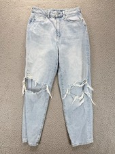  Denim Blue Women Size 6 Loose Distressed Ultra High Waist Ankle Mom Ample Jeans