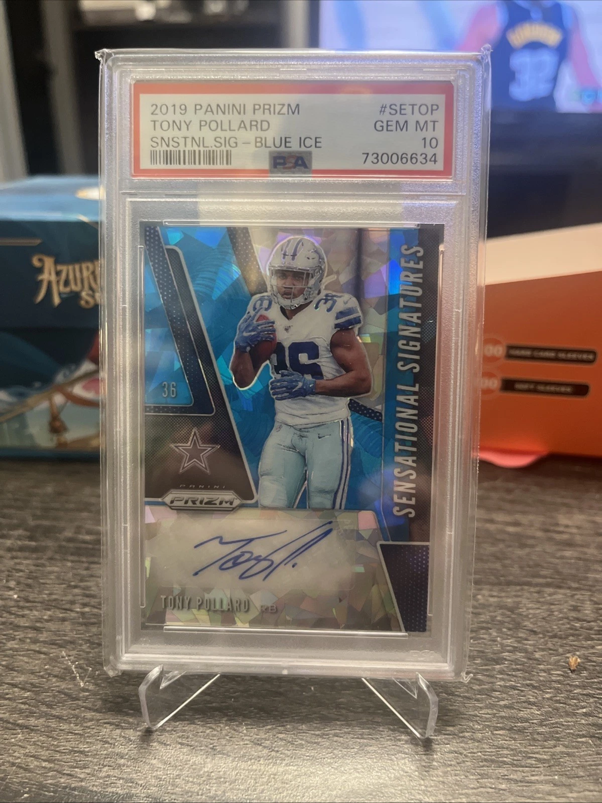 Tony Pollard Panini Prizm Sensational Signatures #SETOP Blue Ice