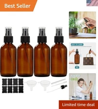 Versatile 4 oz Amber Spray Bottles - Refillable & Ideal for Travel - 4 Pack