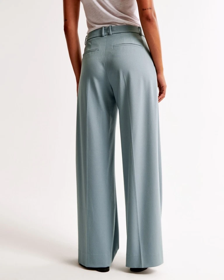 Abercrombie & Fitch Light Blue Tailored Wide Leg Pant Size 27L Preppy Academia  - Image 4 of 4