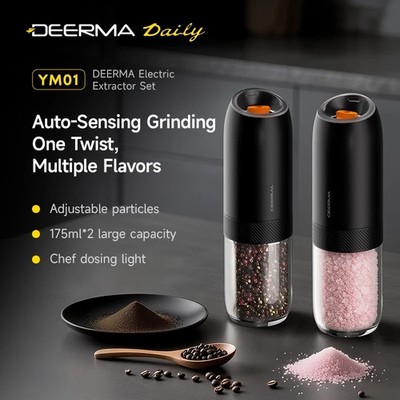 Deerma YM01 Electric Salt & Pepper Grinder 2pcs Adjustable Ceramic Core