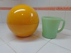 Vtg MOD Yellow Melamine Sphere Orb Nut or Snack Bowl~2 Part Screw on Upper~Japan — photo 5