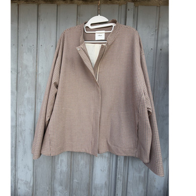 s.Oliver Blouson Jacke Hahnentritt Braun Beige Damen  Größe 48 Polyester Viscose