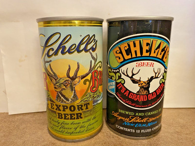 2 Nice Schell's Steel Beer Cans, ''Deer Beer Export'' & ''It's A Grand Old Beer''