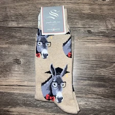Socksmith Men's Crew Socks Smart Ass Educated Donkeys Hemp Tan Novelty Footwear