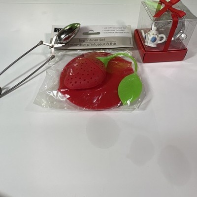 Cooking Concepts Tea Infuser Set Spoon Infuser Strawberry Teapot Charm Silicone