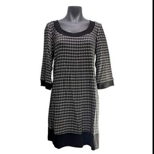 Y2K Blu Sage SZ L Vintage Black &White Houndstooth Sheath Dress 3/4 Sleeves NWT