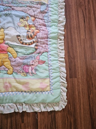 Vintage Winnie The Pooh Crib Quilt Comforter Blanket Tigger Piglet 41×34 - Picture 6 of 8