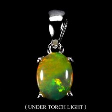 925 Sterling Silber Anhänger Oval Feueropal 8x6mm Natur Edelstein Schmuck