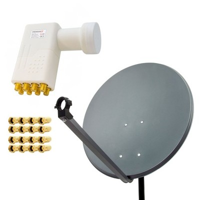 PremiumX SAT Anlage 80cm Satelliten Schüssel Aluminium Antenne Spiegel Octo LNB