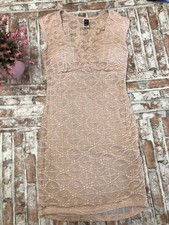 Windsor Baby Pink Romantic Sheer Floral Lace Slip Bodycon Padded Dress Size L