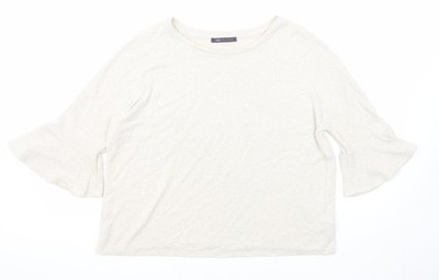 Marks and Spencer Damen Beige Rundhals Viskose Pullover Pulli Größe 14