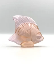 Lalique Figurine Poisson Cristal Rose Parfait État Idée Cadeau