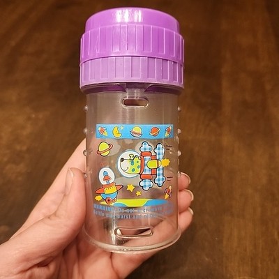 VTG Playtex Baby Bottle Drop Ins 4 oz + Cap No Nipple Purple Outer Space Cat Dog