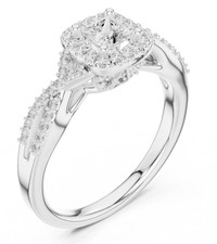 Princess Certified Lab Grown Diamond Elegance Statement Ring 14k Gold Over