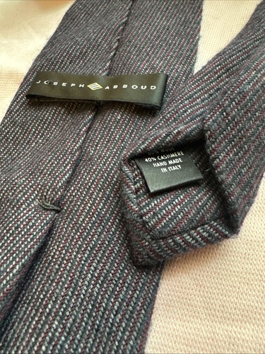 JOSEPH ABBOUD Tie Wool Cashmere Blue Red Stripe Italy Necktie Vtg 3.5” X 63” - Picture 3 of 3