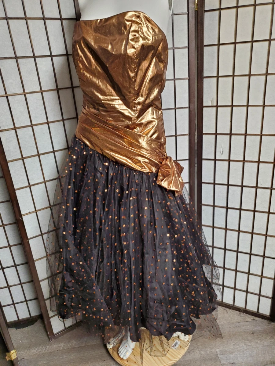 gold 80's prom dress 1980s Vintage Dresses for Women for sale Fall GOW