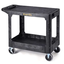 Heavy Duty Plastic Utility Cart, 37 x 18.8 in, Flat Top, Swivel Wheels, 550 l...