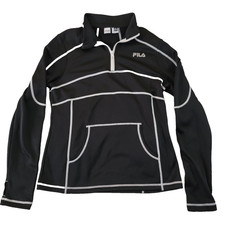Activewear Pullover Black with White Trim Fila Sport 1/4 Zip Ladies-Med Pre-Own