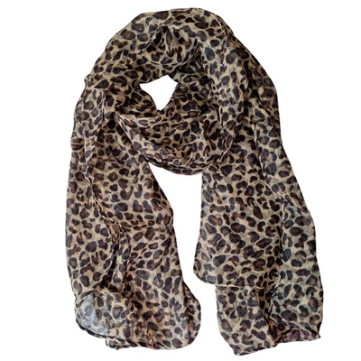 Avon Scarf ~ Leopard Print "Finley" ~ Chiffon Weave (non-shiny) ~ 162 x 54 cm