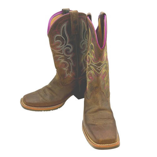 Ariat Heritage braune Damen-Western-Cowboystiefel aus Leder Größe 6,5 eckige Zehenpartie Unisex