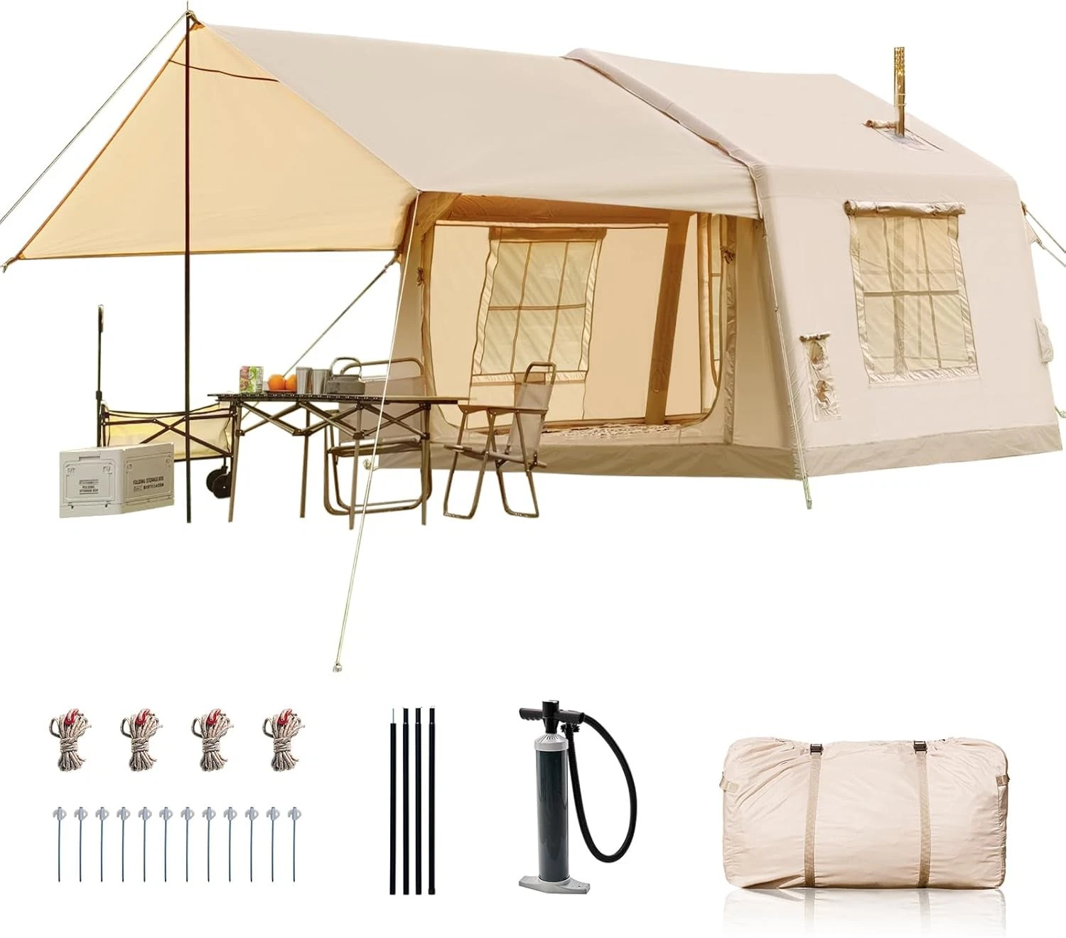Oversized Inflatable Tents for Camping With Pump Canopy 2 Rooms 13ftX9ft