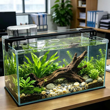 10 Gallon Glass Fish Tank, Easy to Maintain Small Aquarium for Betta/Shrimp and