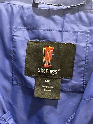 ウェア foyXX Six Flags Jacket Men's medium Blue Full Zip Windbreaker