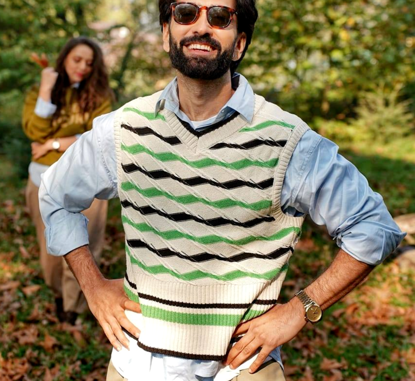 Zara x Harry Lambert Striped Knit Waistcoat Vest Ecru Size S L