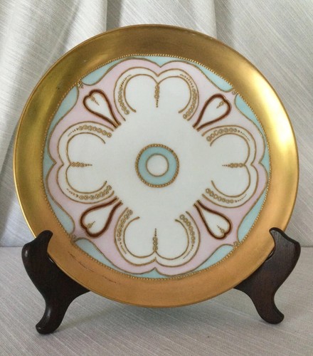 Jugendstil Bastler signiert handbemalt Goldperlen Rosenthal Rohling Teller - Bild 1 von 8