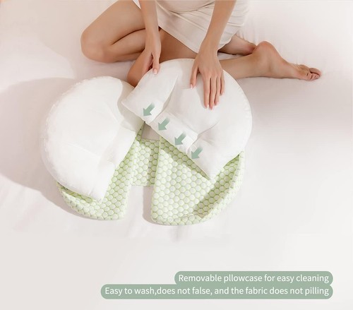 Orthopedic U Shape Pillow with Green Cover Pregnancy Maternity Support Cushion - Picture 18 of 18