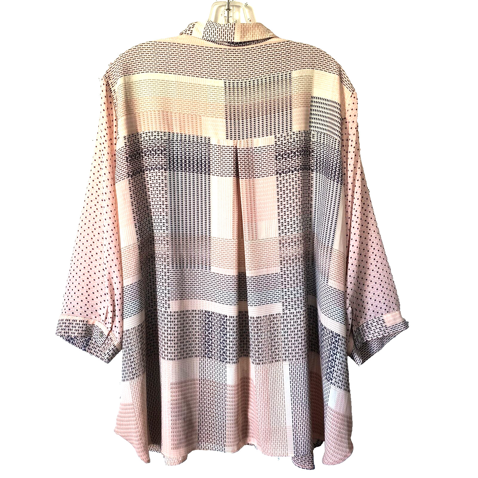 Rose & Olive Top 2X Patchwork Button Down Blouse … - image 2