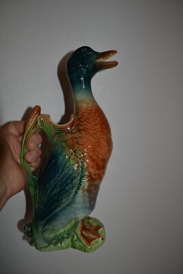 Carafe Barbotine Saint Clément – Motif Pêches – Céramique Vintage