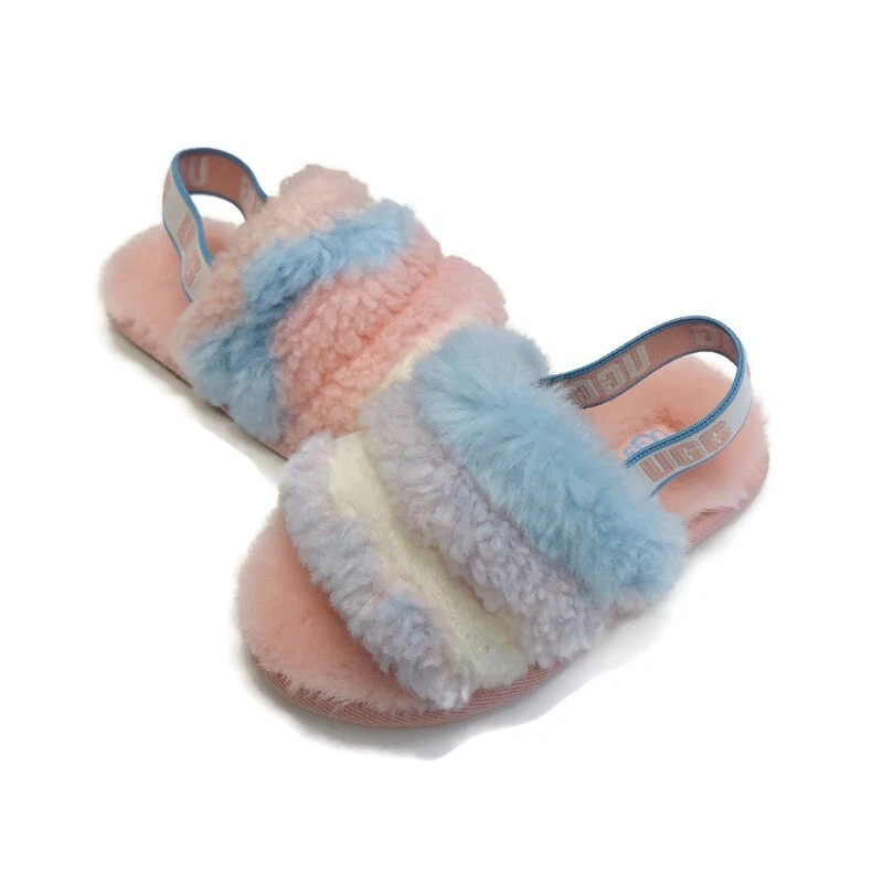 Zapatillas UGG Fluff Yea Slide Pride-Stripes Talla 9 Niño Edades 4-5 Pastel 1120115T Foto 4 de 4