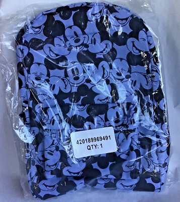 Disney Mickey Mouse Expressions Backpack 18 Inch Blue New with Tag Front Pocket