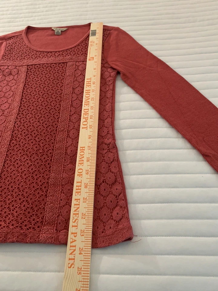 Lucky Brand | Girls | Long Sleeve | Red | Size XS | Pullover Shirt| Crochet - Image 4 of 4