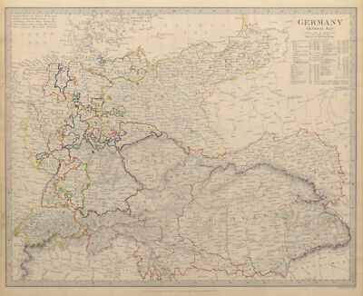 DEUTSCHLAND. Generalkarte. Ungarn. Bevölkerungstabelle. SDUK 1844 alt antik