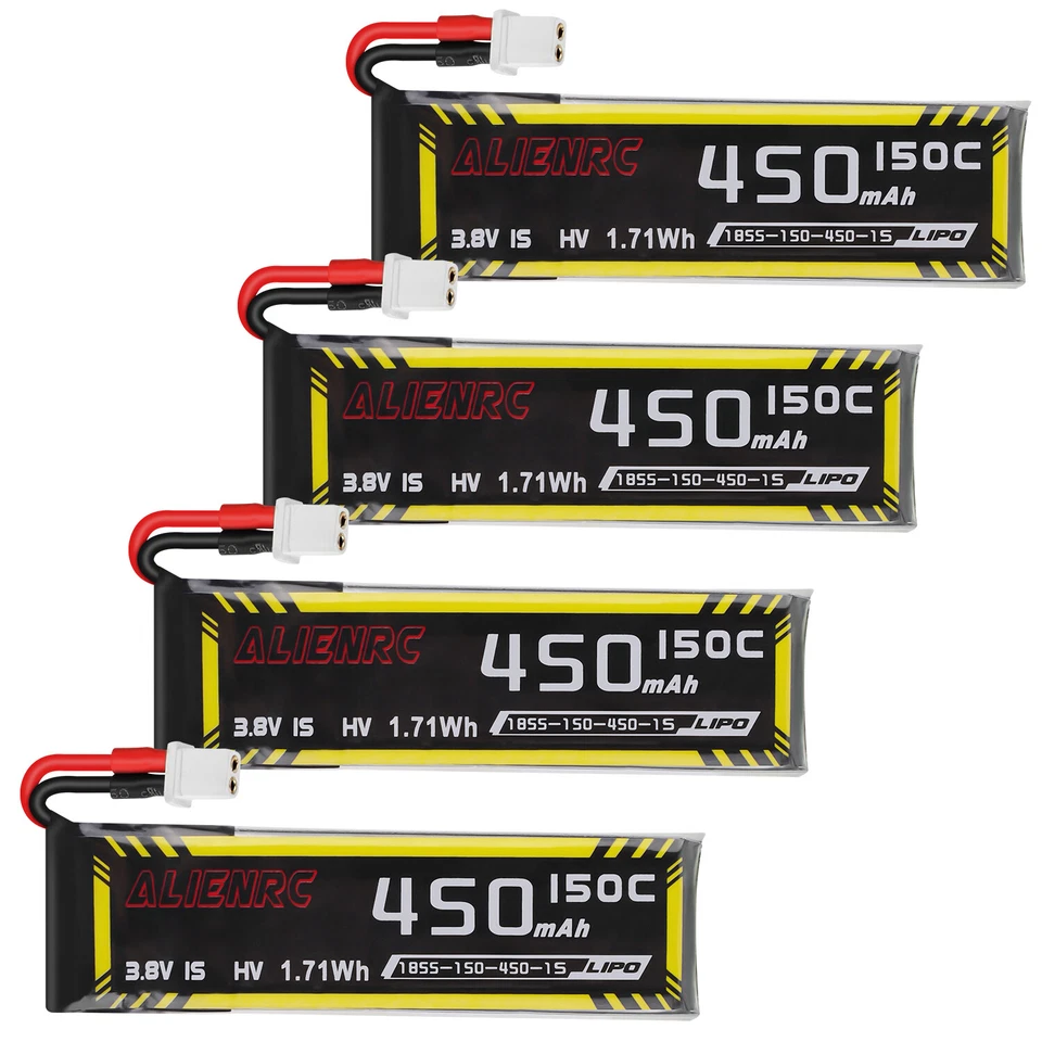 32 PCS ALIENRC 1S HV 3.8V Lipo Battery 450mAh 150C BT2.0 Plug for RC Helicopter - Bild 2 von 4