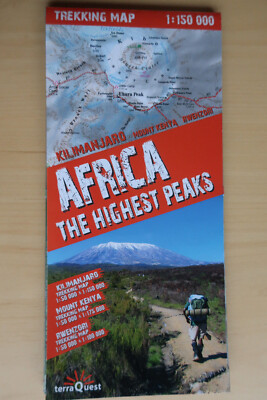 Afrika, the highest peaks, trekking map, Wanderkarte, Kilimanjaro, Mt Kenya